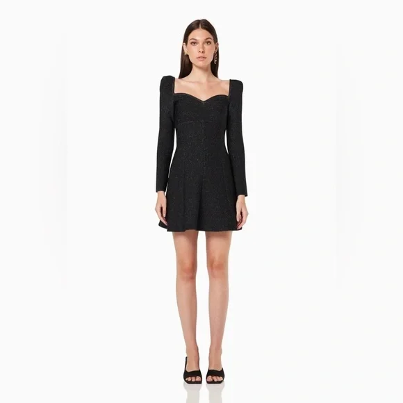 Elliatt Mallory Long Sleeve Mini Dress in Blacksilver - Picture 3 of 6